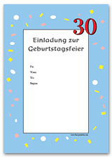 Geburtstagseinladung zum 30. Geburtstag