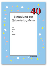 Geburtstagseinladung zum 40. Geburtstag