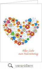 Voransicht Valentinskarte mit Herz aus Blumen