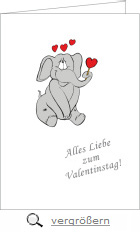 Voransicht Valentinskarte Elefant mit Herz