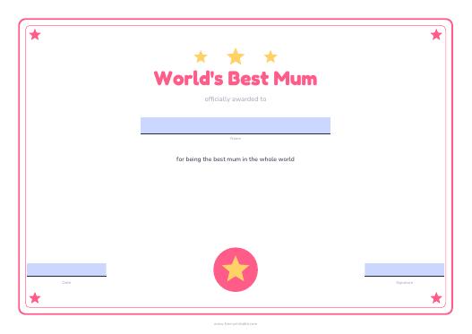 Best Mum certificate