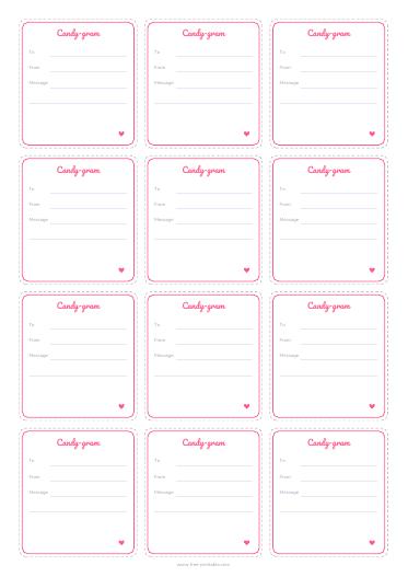 Candy-gram slips (12 per page)