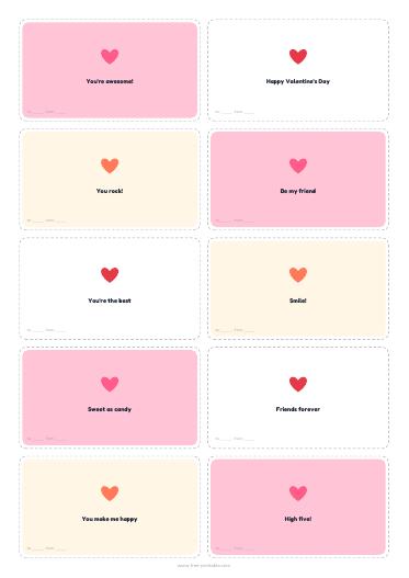 Classroom valentines (30 cards, 3 pages)
