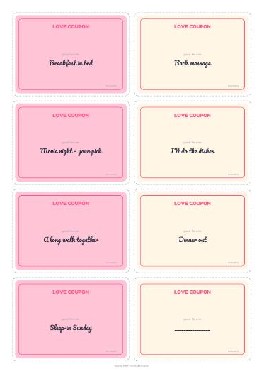 Love coupons (8 per page)