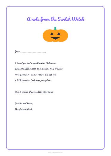 'Switch Witch' letter