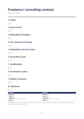 Freelancer- / Beratervertrag (Englisch)