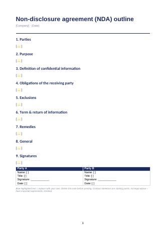 Geheimhaltungsvereinbarung (NDA, Englisch)