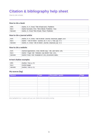 Citation & bibliography help sheet