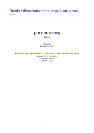 Thesis / dissertation title page & structure