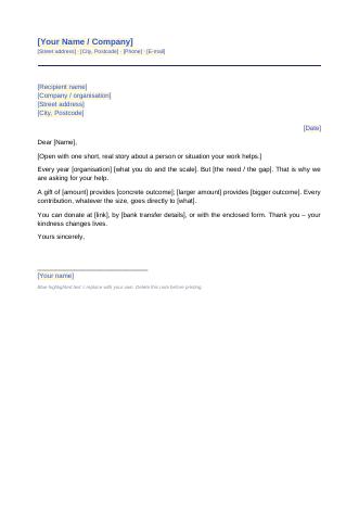Spendenbrief (Englisch)