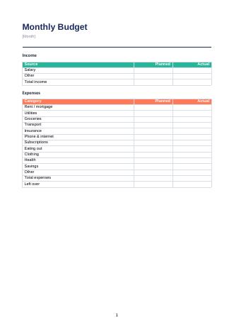 Einfaches Budgetblatt